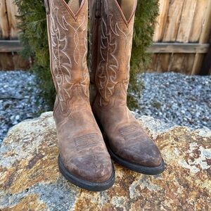 Shyanne Tan and Brown Leather Boots